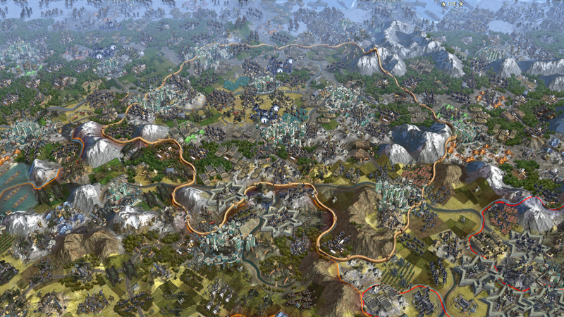Illustration for article titled What A 61-Player Civilization V Map Looks Like Without The UI